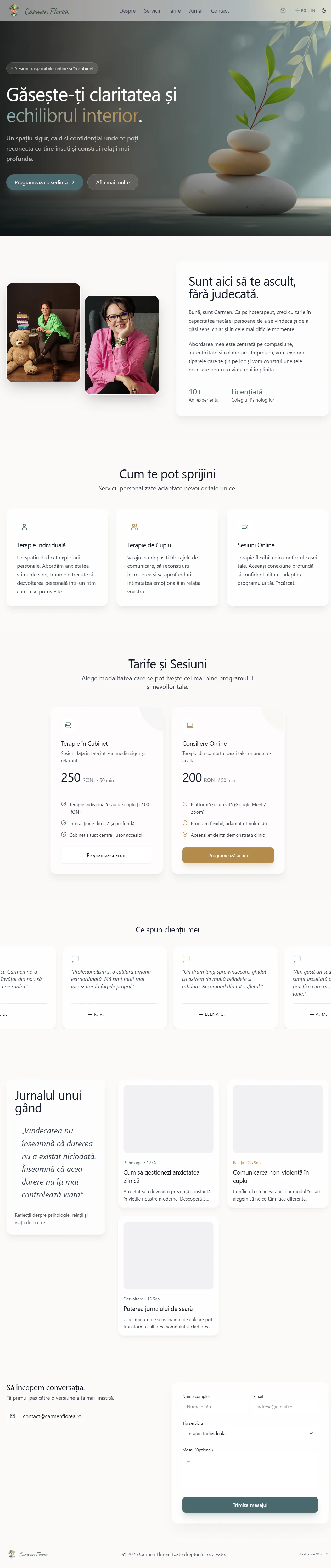 Website Carmen Florea — versiune desktop