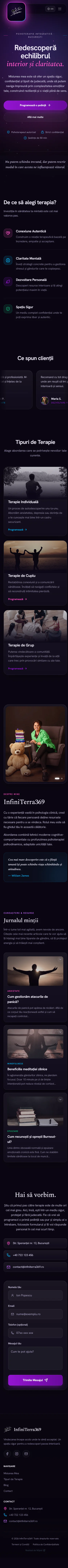 Website InfiniTerra369 — versiune mobil